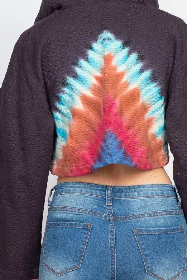 Tie-Dye Cropped Hoodie Jacket