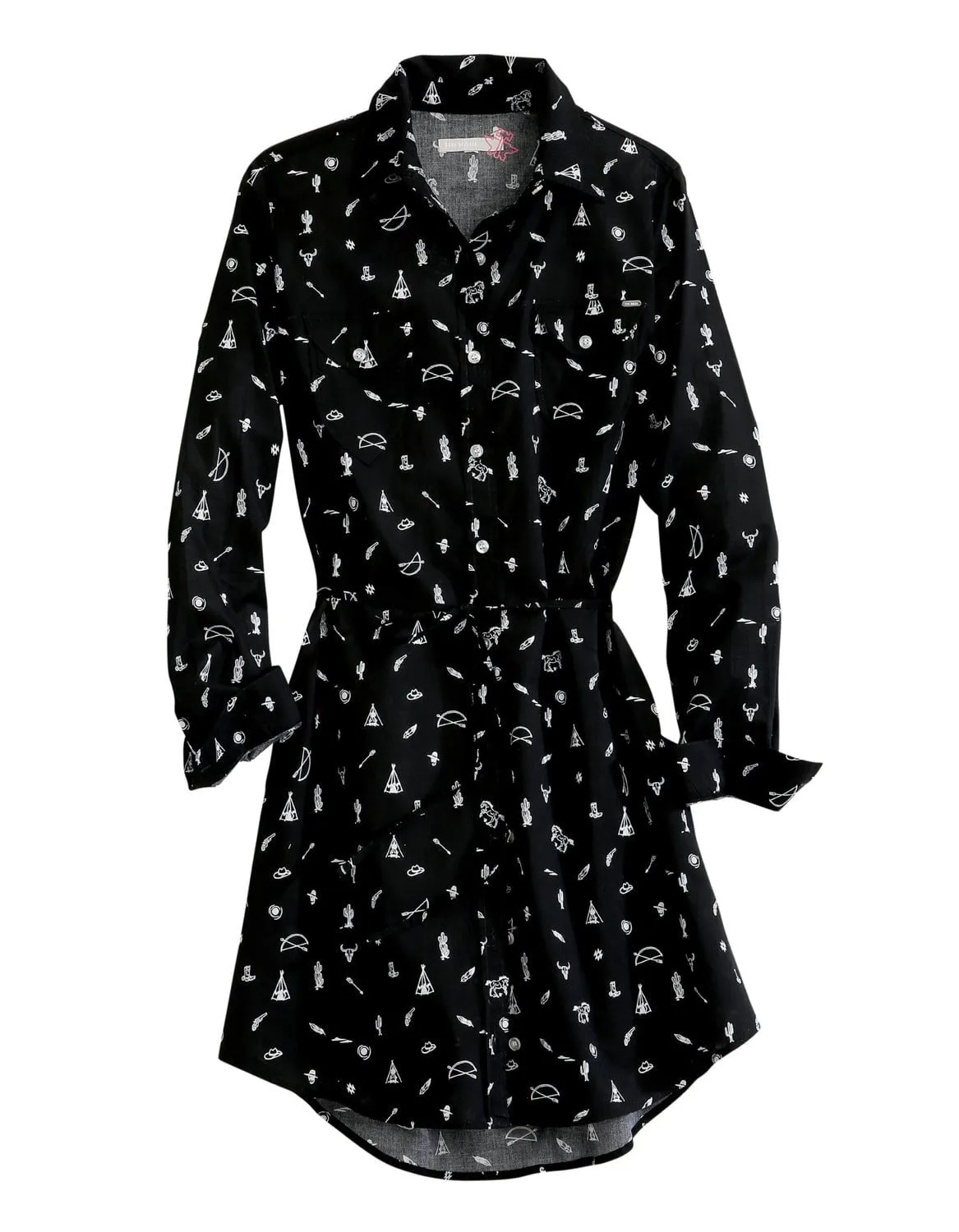 Tin Haul Womens Black 100% Cotton Western Ditsy L/S Dress