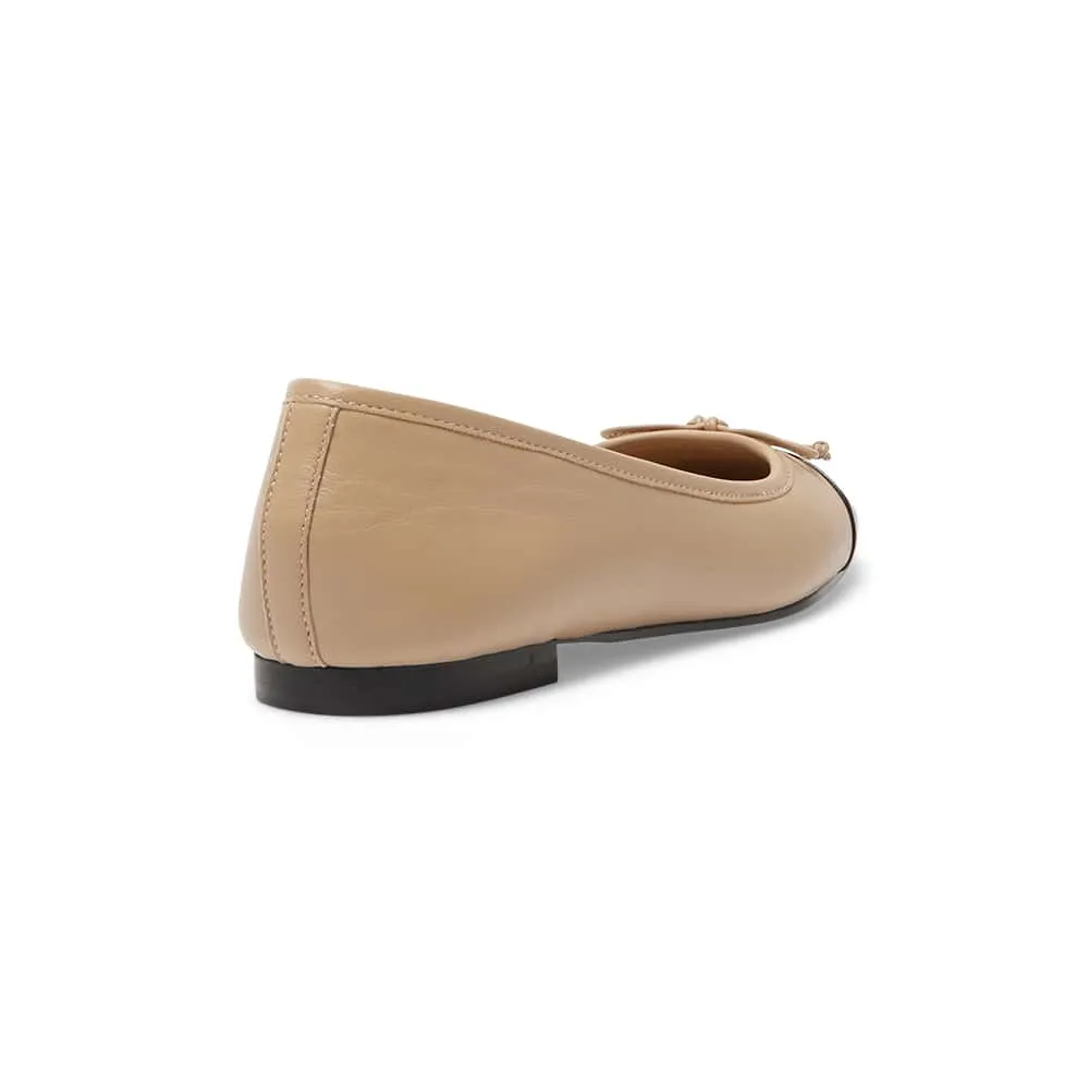 Trella Flat in Black And Camel Leather