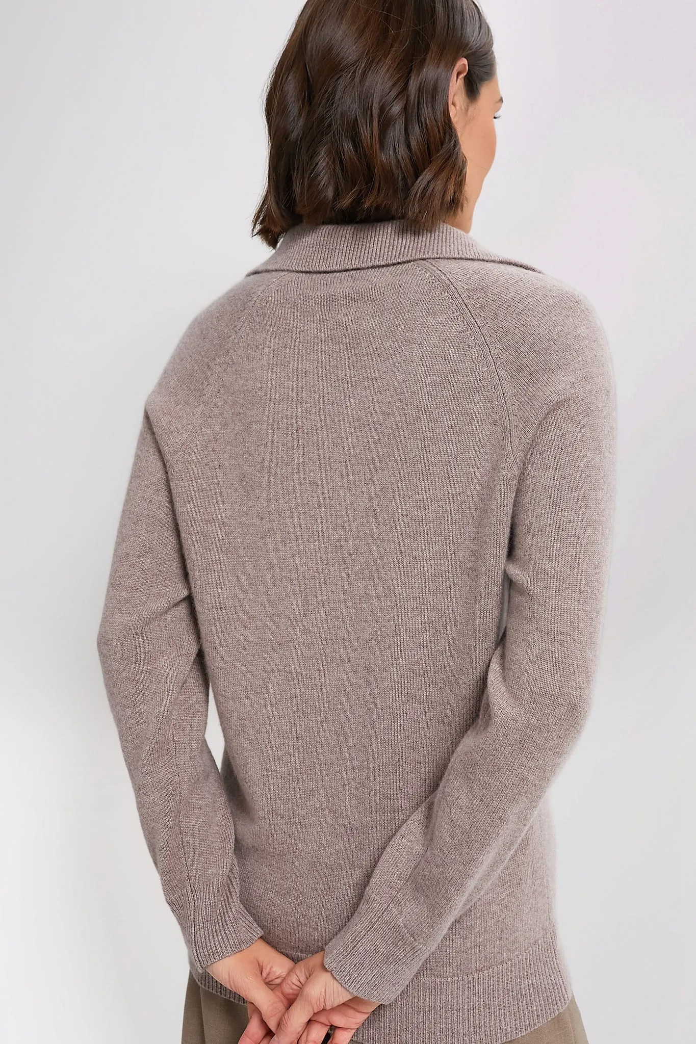 Wheat Carlisle Cashmere Banded Polo Sweater