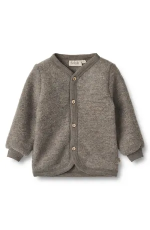 Wool Fleece Cardigan Kari - Brown Melange