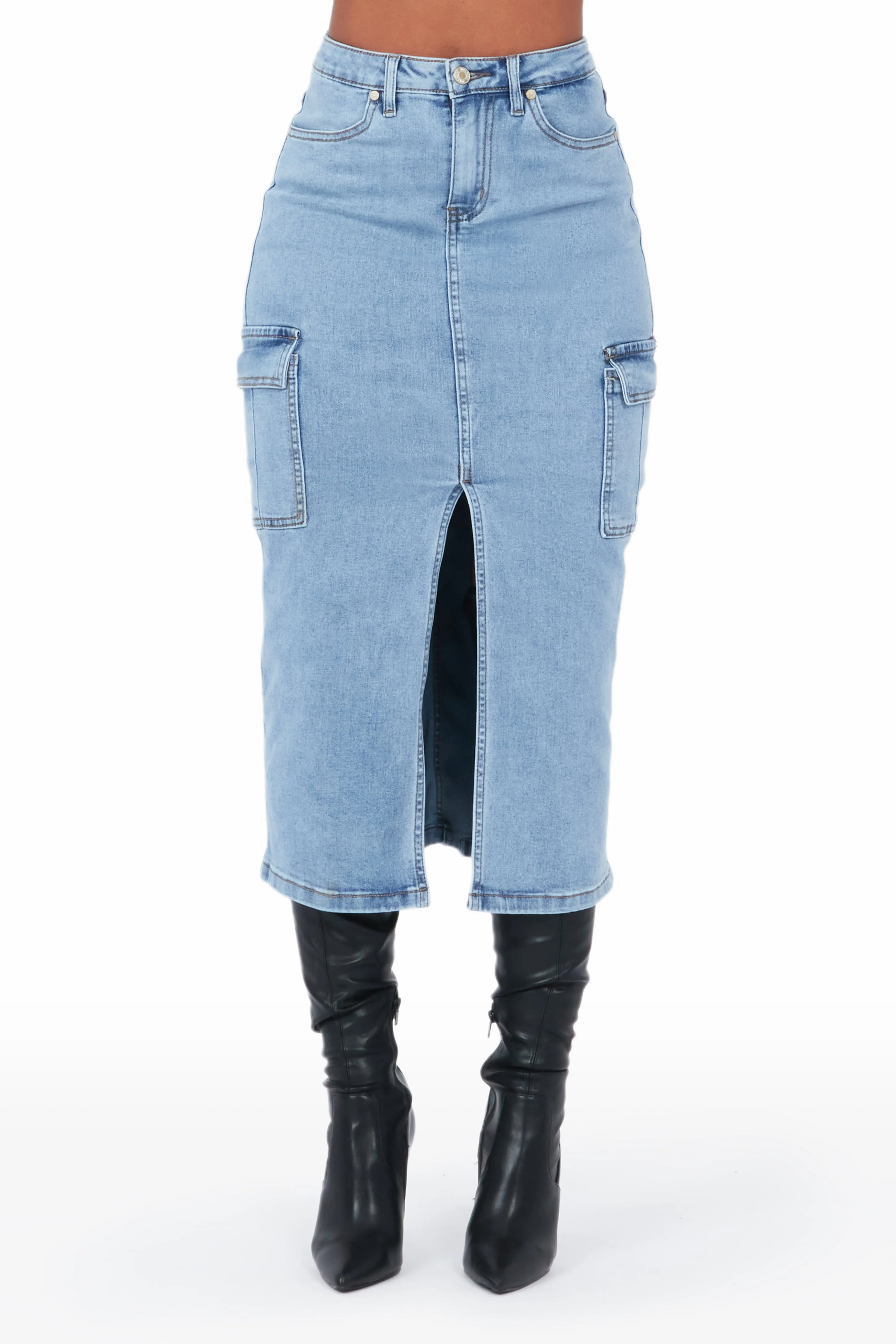 Yoselin Light Wash Denim Skirt